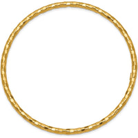 14K Yellow Gold Polished Textured 3.00mm Slip-On Bangle Bracelet by Oro Pregiato