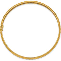 14K Yellow Gold Polished Textured 5mm Flexible Round Bangle Bracelet by Oro Pregiato