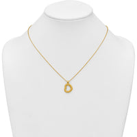 14K Yellow Gold Polished Textured and Diamond-Cut Fancy Heart Pendant Necklace with 16" Chain and 2.25" Extender by 0