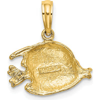 14K Yellow Gold Polished Textured Bannerfish Charm - Luxury Ocean-Inspired Pendant by Oro Pregiato
