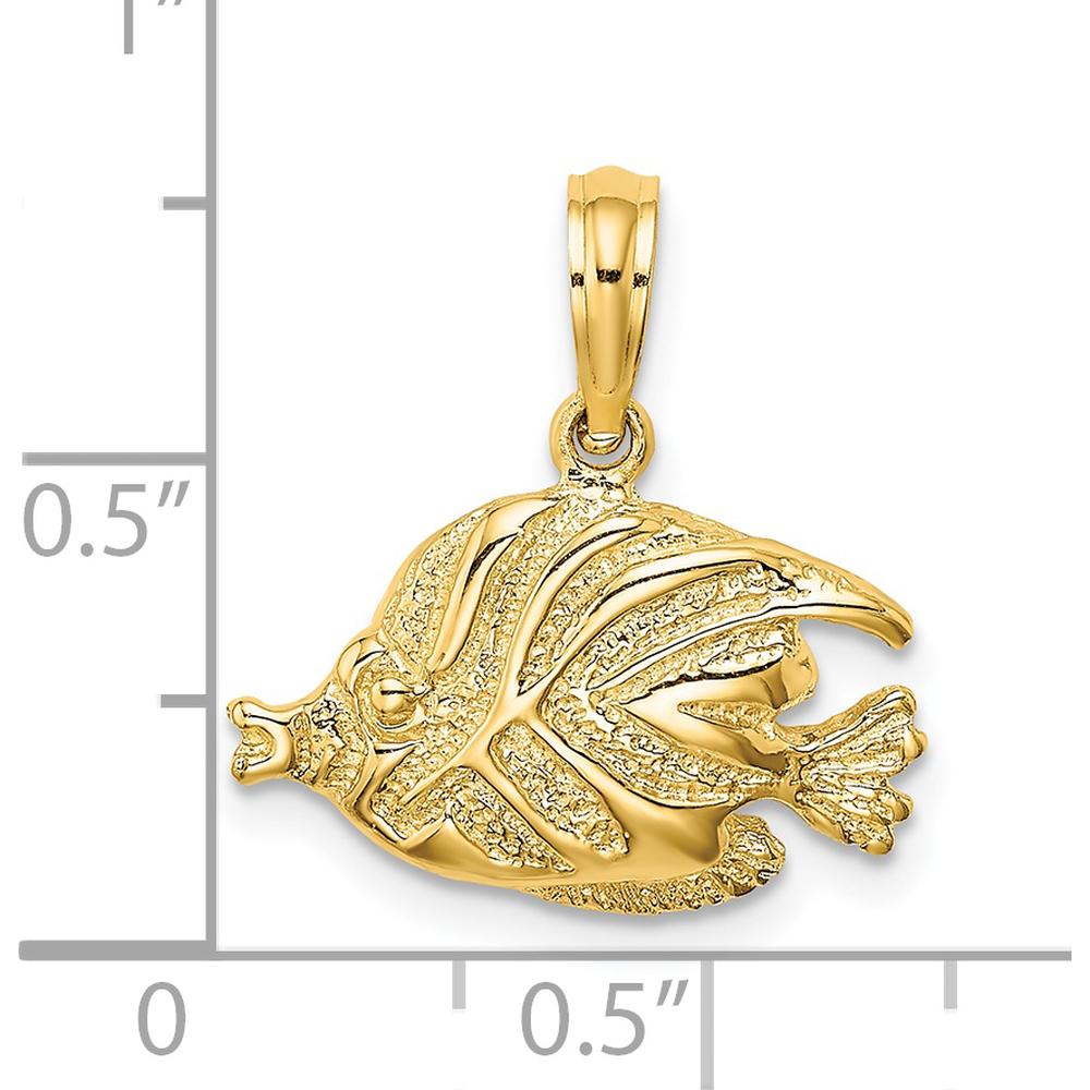 14K Yellow Gold Polished Textured Bannerfish Charm - Luxury Ocean-Inspired Pendant by Oro Pregiato