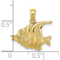 14K Yellow Gold Polished Textured Bannerfish Charm - Ocean-Inspired Luxury Pendant by Oro Pregiato