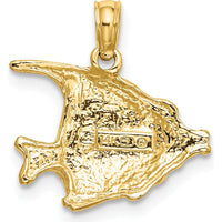14K Yellow Gold Polished Textured Bannerfish Charm - Ocean-Inspired Luxury Pendant by Oro Pregiato