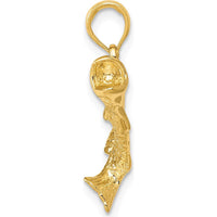 14K Yellow Gold Polished Textured Bass Fish Pendant - 19.75mm x 19.25mm by Oro Pregiato