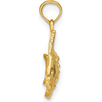 14K Yellow Gold Polished Textured Butterfly Fish Charm - 15mm x 18mm by Oro Pregiato