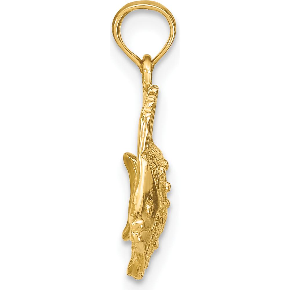 14K Yellow Gold Polished Textured Butterfly Fish Charm - 15mm x 18mm by Oro Pregiato