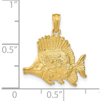 14K Yellow Gold Polished Textured Butterfly Fish Charm - 15mm x 18mm by Oro Pregiato