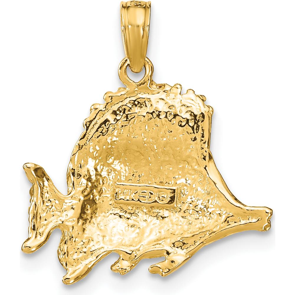 14K Yellow Gold Polished Textured Butterfly Fish Charm - 15mm x 18mm by Oro Pregiato