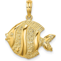 14K Yellow Gold Polished Textured Butterfly Fish Charm - Ocean Inspired Design by Oro Pregiato