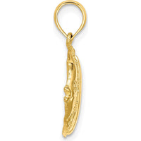 14K Yellow Gold Polished Textured Butterfly Fish Charm - Ocean Inspired Design by Oro Pregiato