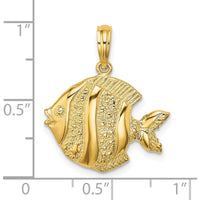14K Yellow Gold Polished Textured Butterfly Fish Charm - Ocean Inspired Design by Oro Pregiato