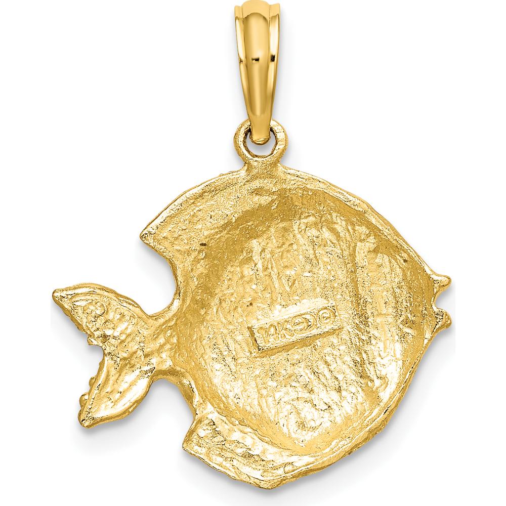 14K Yellow Gold Polished Textured Butterfly Fish Charm - Ocean Inspired Design by Oro Pregiato