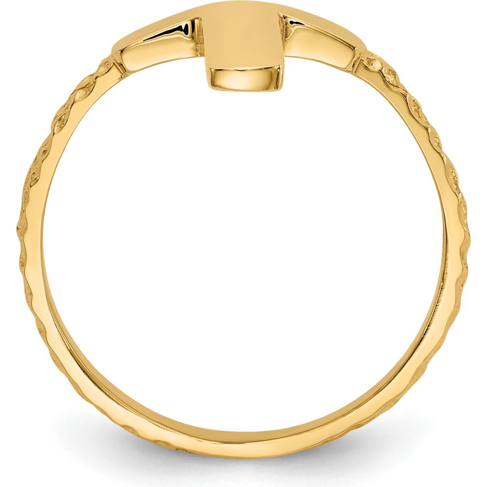 14K Yellow Gold Polished Textured Cross Ring - Solid Cast Design by Oro Pregiato