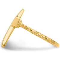 14K Yellow Gold Polished Textured Cross Ring - Solid Cast Design by Oro Pregiato