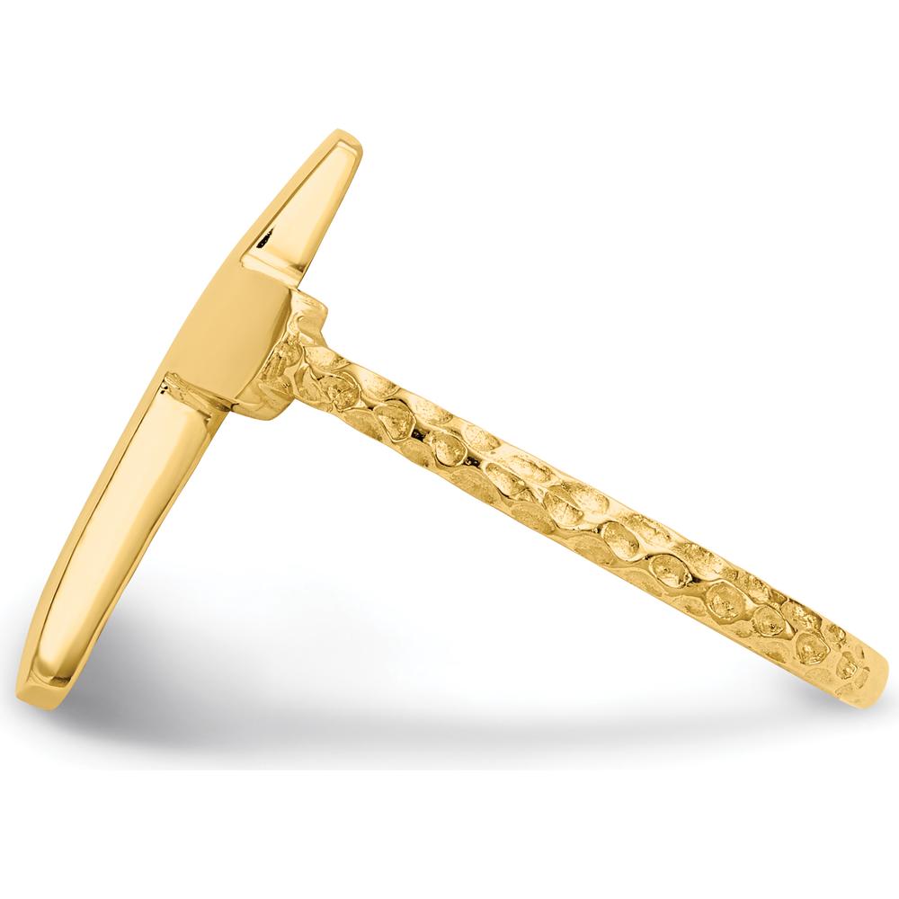 14K Yellow Gold Polished Textured Cross Ring - Solid Cast Design by Oro Pregiato