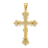 14K Yellow Gold Polished Textured Crucifix Charm - Faith Pendant by Oro Pregiato