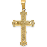 14K Yellow Gold Polished Textured Crucifix Pendant - 31mm Length by Oro Pregiato