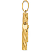 14K Yellow Gold Polished Textured Crucifix Pendant - 52.5mm Length by Oro Pregiato