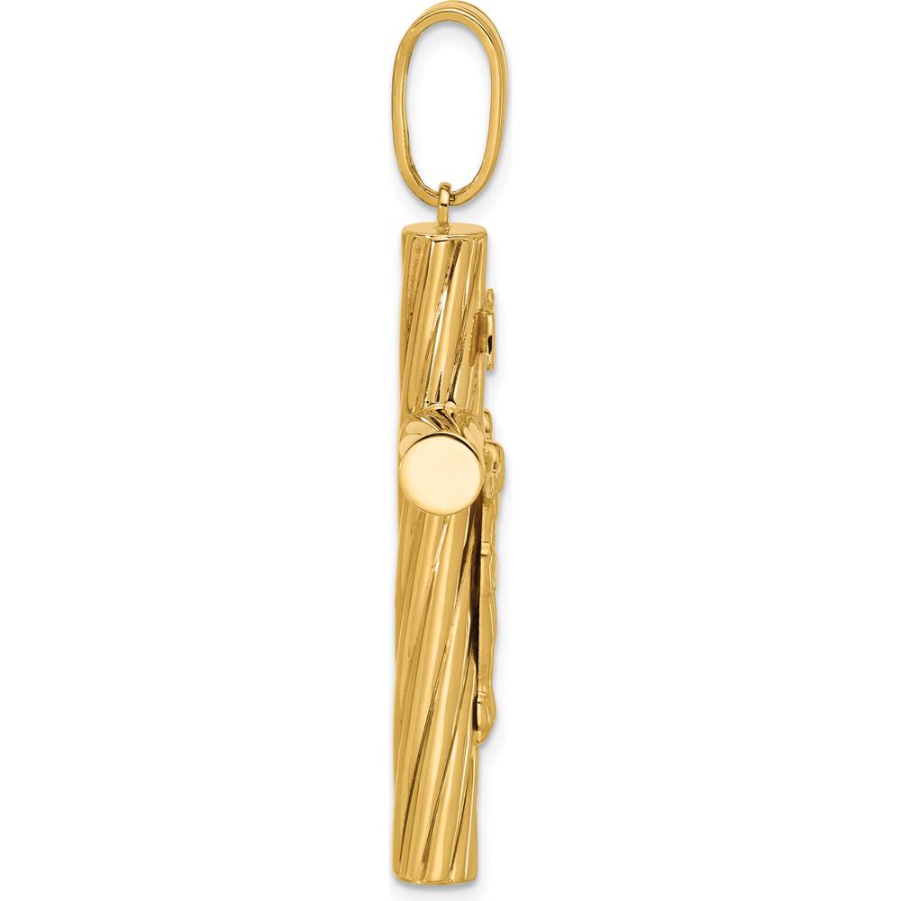 14K Yellow Gold Polished Textured Crucifix Pendant - 52.5mm Length by Oro Pregiato