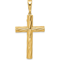 14K Yellow Gold Polished Textured Crucifix Pendant - 52.5mm Length by Oro Pregiato