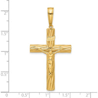 14K Yellow Gold Polished Textured Crucifix Pendant - 52.5mm Length by Oro Pregiato