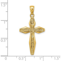 14K Yellow Gold Polished Textured Crucifix Pendant Charm - Faith Symbol by Oro Pregiato