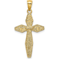 14K Yellow Gold Polished Textured Crucifix Pendant Charm - Faith Symbol by Oro Pregiato