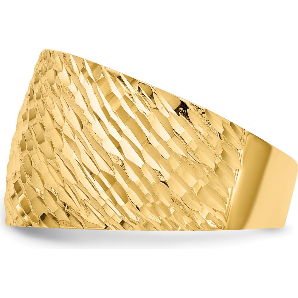 14K Yellow Gold Polished Textured Dome Ring - Solid Gold Fashion Statement by Oro Pregiato