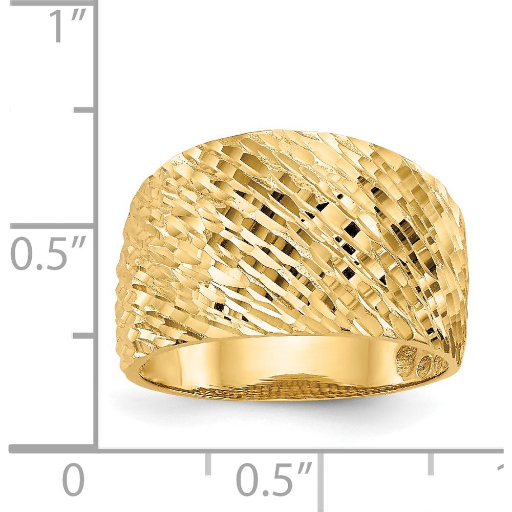 14K Yellow Gold Polished Textured Dome Ring - Solid Gold Fashion Statement by Oro Pregiato