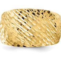 14K Yellow Gold Polished Textured Dome Ring - Solid Gold Fashion Statement by Oro Pregiato