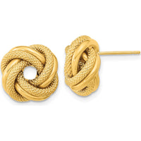 14K Yellow Gold Polished Textured Double Love Knot Post Earrings by 0