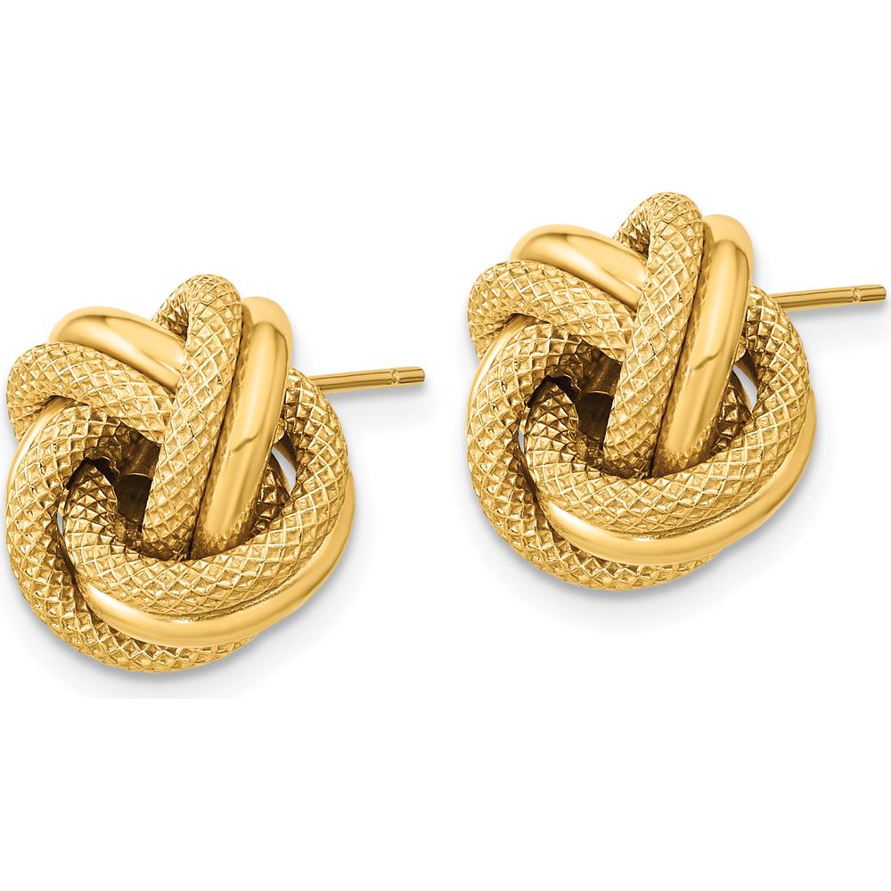14K Yellow Gold Polished Textured Double Love Knot Post Earrings by 0