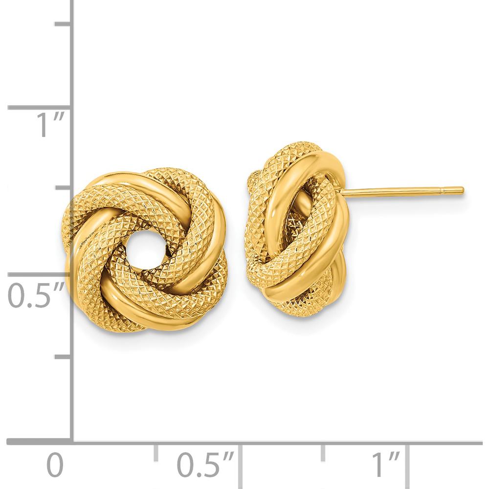 14K Yellow Gold Polished Textured Double Love Knot Post Earrings by 0