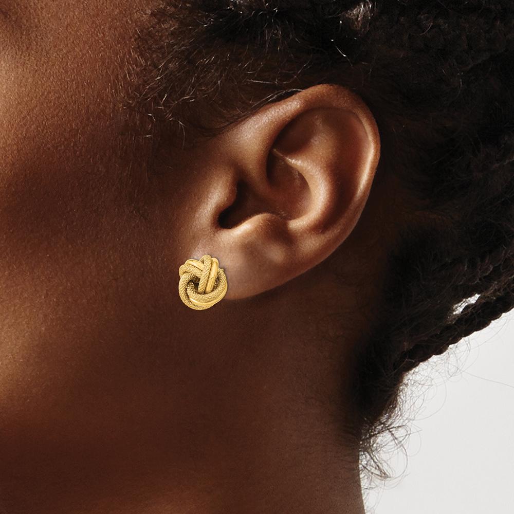 14K Yellow Gold Polished Textured Double Love Knot Post Earrings by 0