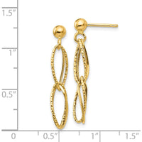 14K Yellow Gold Polished Textured Drop Earrings - Handmade 31mm Length by Oro Pregiato
