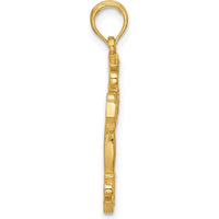 14K Yellow Gold Polished Textured Fleur de Lis Cross Pendant - 29.1mm by Oro Pregiato