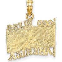 14K Yellow Gold Polished Textured "God Bless America" Flag Charm - 14.35mm Length x 17.85mm Width by Oro Pregiato