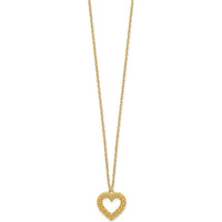 14K Yellow Gold Polished Textured Heart Pendant Necklace - 18" Cable Chain by 0