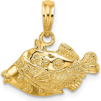 14K Yellow Gold Polished Textured Humu Humu Fish Charm by Oro Pregiato