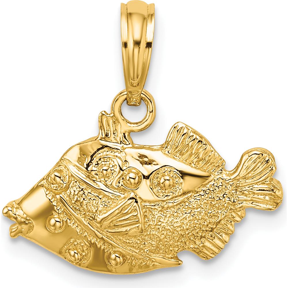 14K Yellow Gold Polished Textured Humu Humu Fish Charm by Oro Pregiato