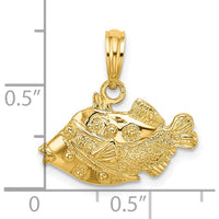 14K Yellow Gold Polished Textured Humu Humu Fish Charm by Oro Pregiato