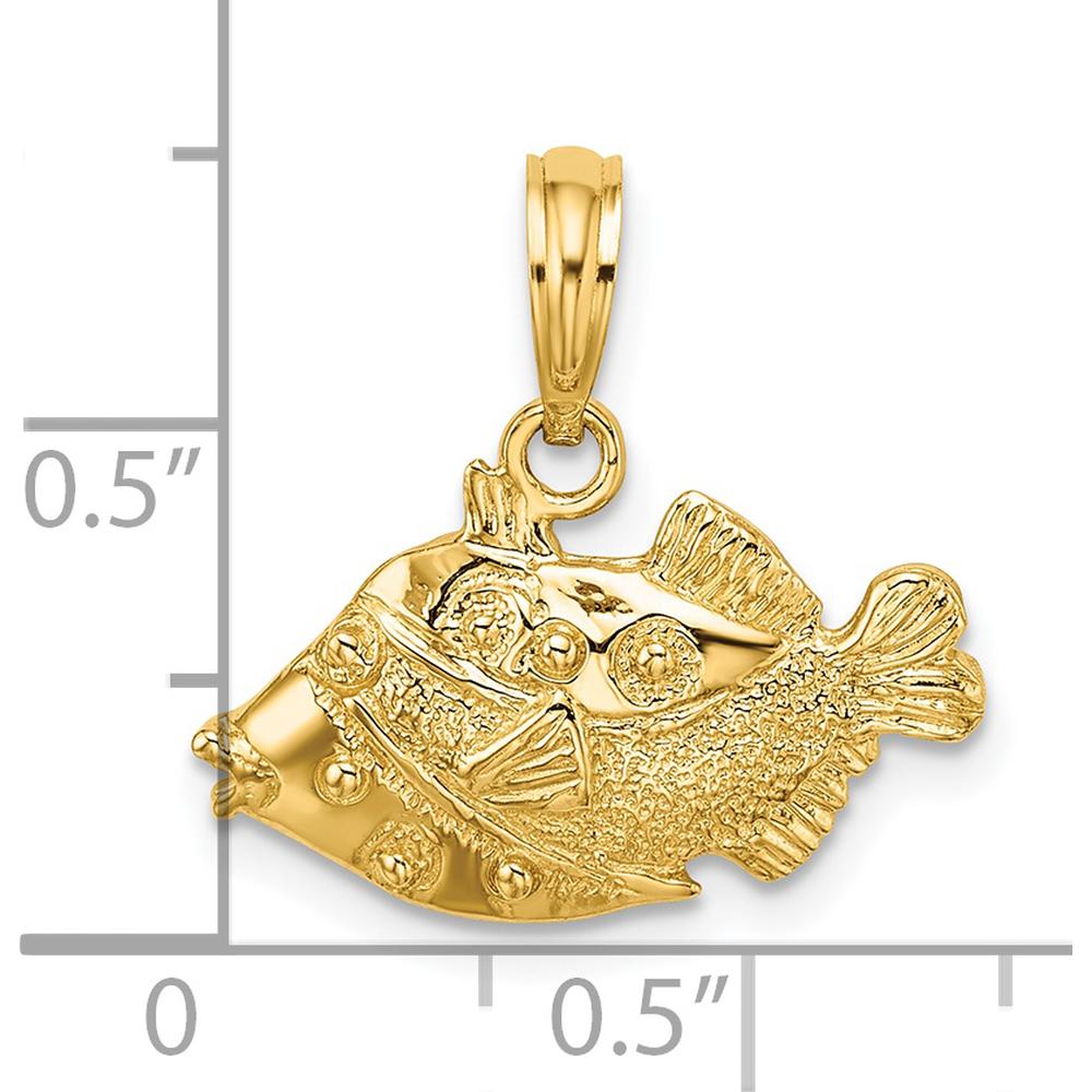14K Yellow Gold Polished Textured Humu Humu Fish Charm by Oro Pregiato