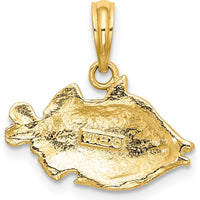 14K Yellow Gold Polished Textured Humu Humu Fish Charm by Oro Pregiato
