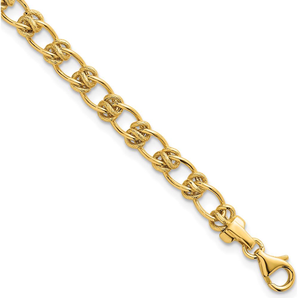 14K Yellow Gold Polished Textured Knot Link 17" Necklace by 0