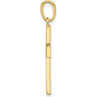 14K Yellow Gold Polished Textured Latin Cross Charm Pendant - 26.4mm Length by Oro Pregiato