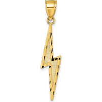 14K Yellow Gold Polished Textured Lightning Bolt Pendant - 37.78mm Length by Oro Pregiato
