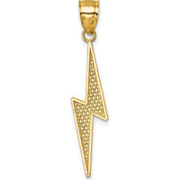 14K Yellow Gold Polished Textured Lightning Bolt Pendant - 37.78mm Length by Oro Pregiato