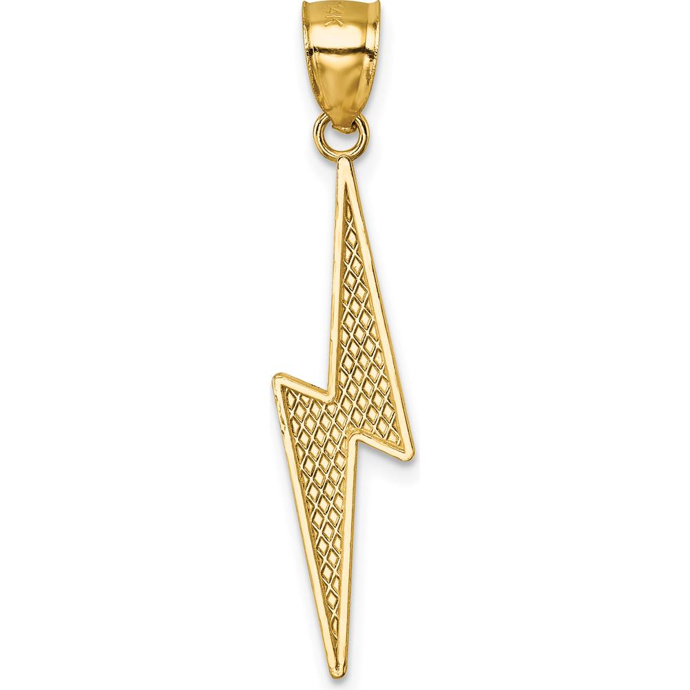14K Yellow Gold Polished Textured Lightning Bolt Pendant - 37.78mm Length by Oro Pregiato