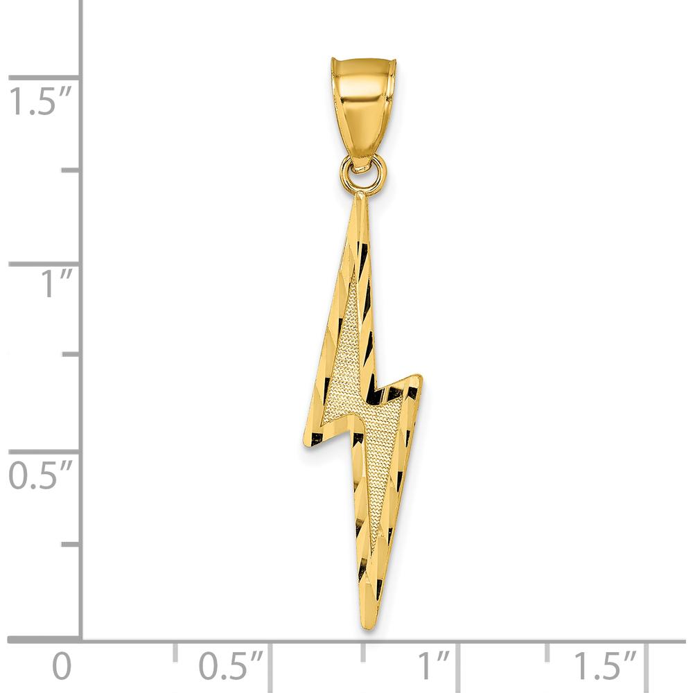 14K Yellow Gold Polished Textured Lightning Bolt Pendant - 37.78mm Length by Oro Pregiato