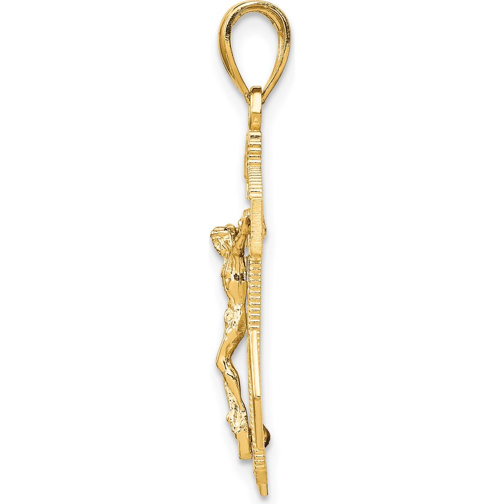 14K Yellow Gold Polished Textured Mariners Crucifix Pendant - 31.5mm Length by Oro Pregiato